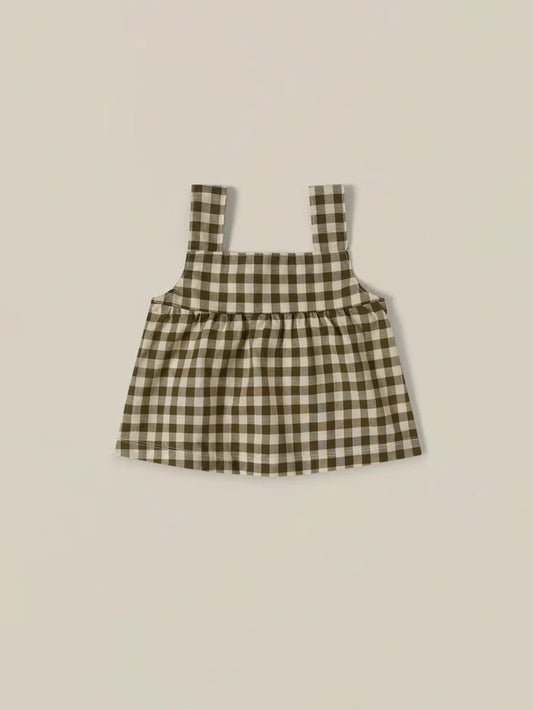Olive Gingham Check Dolce Top